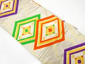 アンティーク　若松に菱・立涌模様織り出し袋帯(材料)